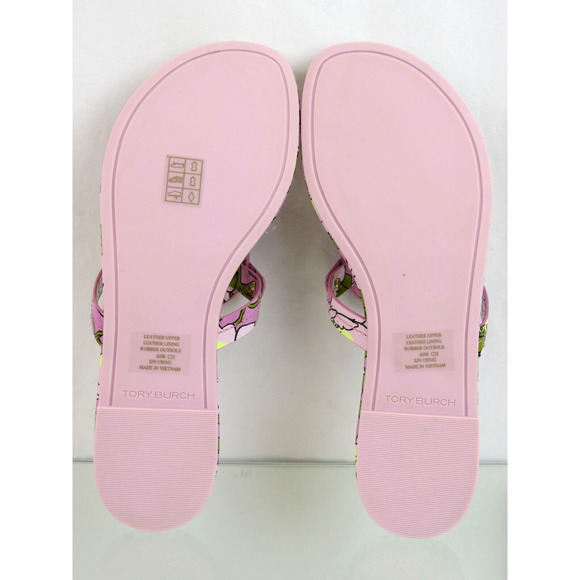 TORY BURCH MILLER BOLD FLOWERS PATENT LEATHER REVA FLATS THONG SLIDES SANDALS 8 - Picture 13 of 14